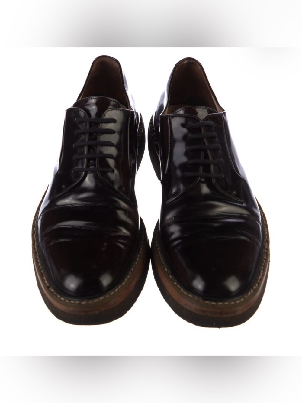 Women’s Dries Van Noten dark brown pate Leather Derby Shoes - Classic Oxford.